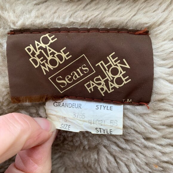 Vintage 70s Sears Suede Penny Lane Coat Faux Fur Collar Lined Belted Overcoat - Picture 7 of 16